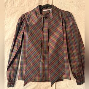Elegant Multicolor Plaid Women's Blouse